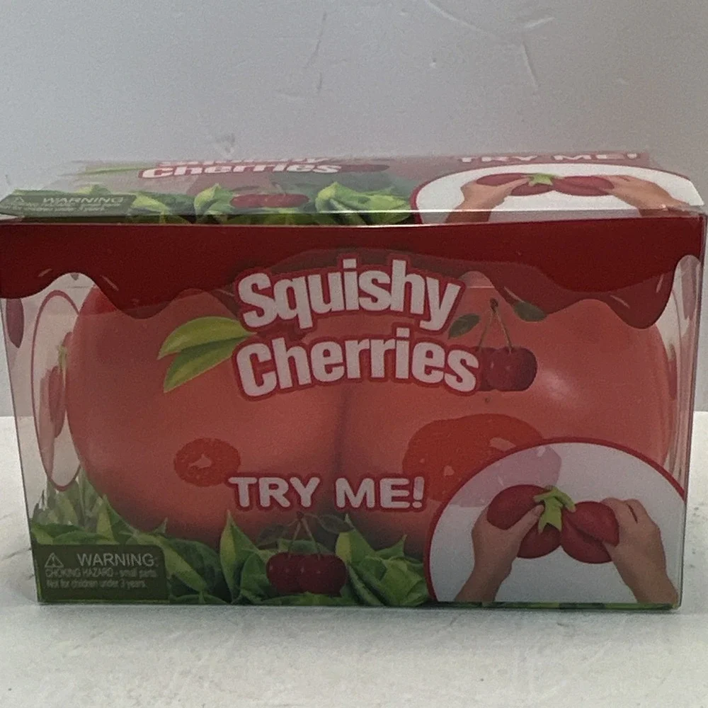 Squishy Cherries Tactile Squeeze Toy, Red/Green, Ages 4-7 8-11 17+